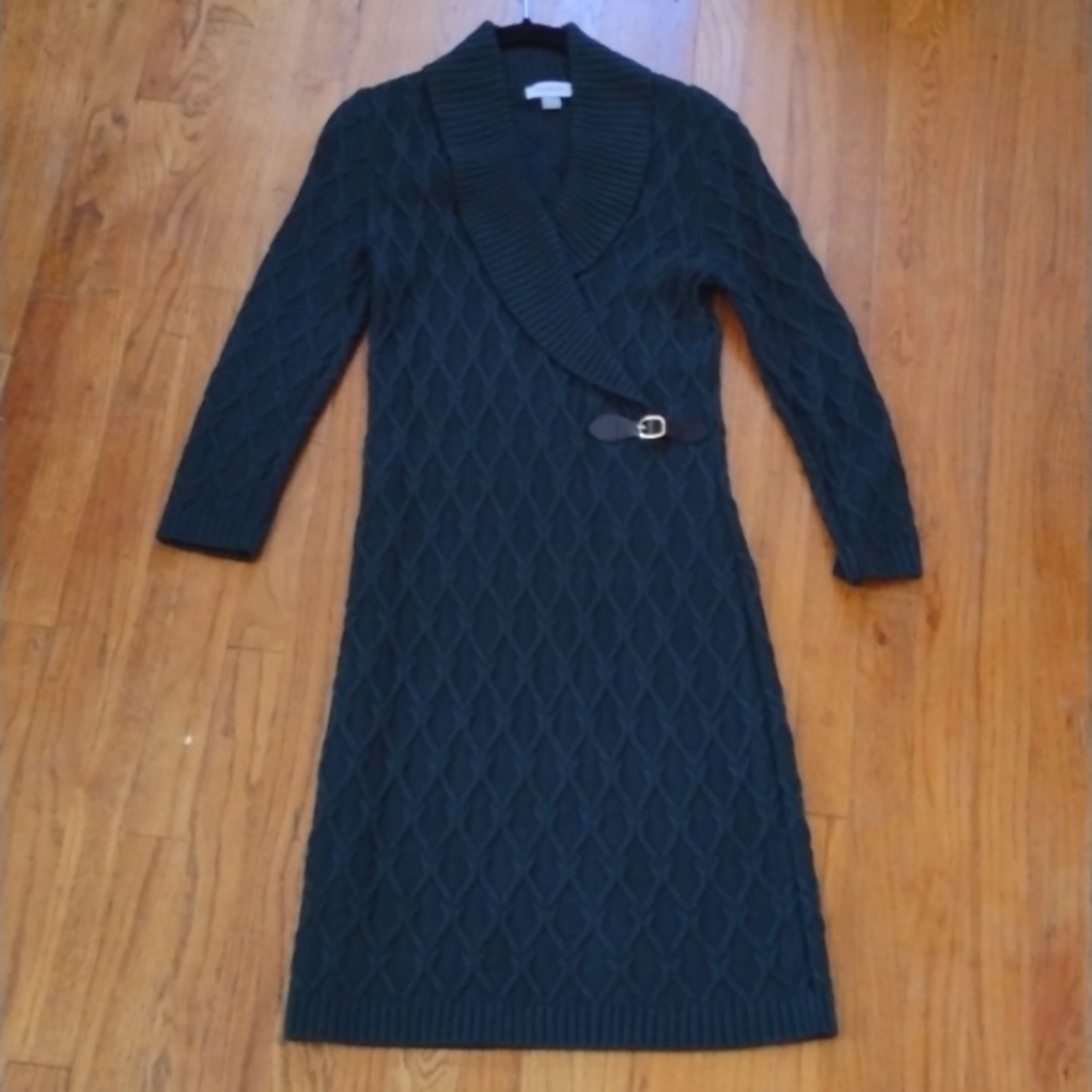 Calvin Klein Dark Green Long Sleeve Dress